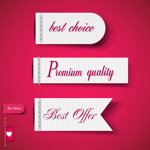 Set of Red Superior Quality and Satisfaction Guarantee Ribbons, — Stock Vector