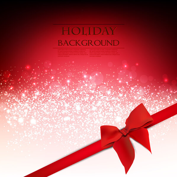 Elegant Holiday Red background with bow and place for text. Vect