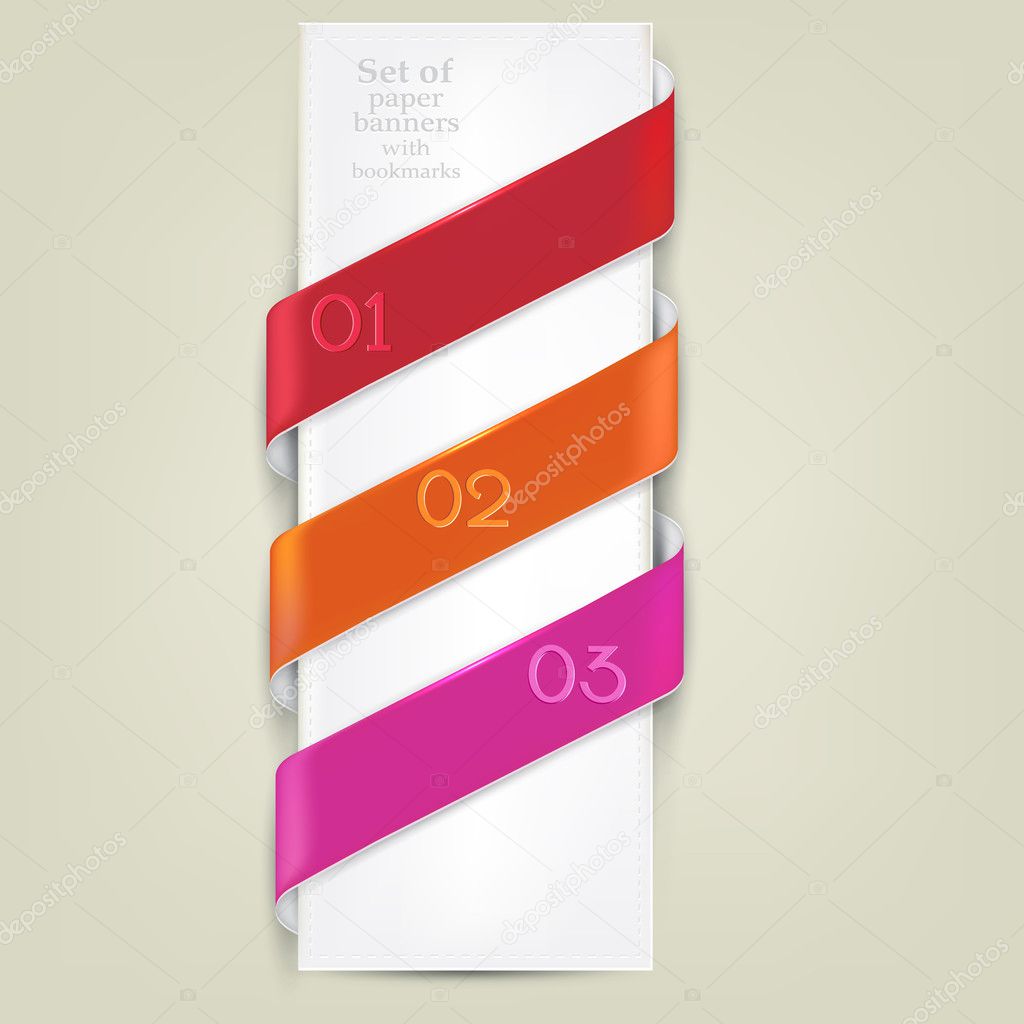 Colorful bookmarks for text. Vector background