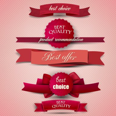Set of Superior Quality and Satisfaction Guarantee Ribbons, Labe clipart