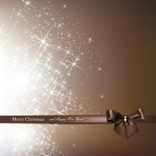 Elegant Christmas background with brown bow — Stock Vector