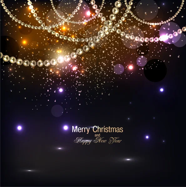 Elegante fondo de Navidad con guirnalda de oro. — Stockvector