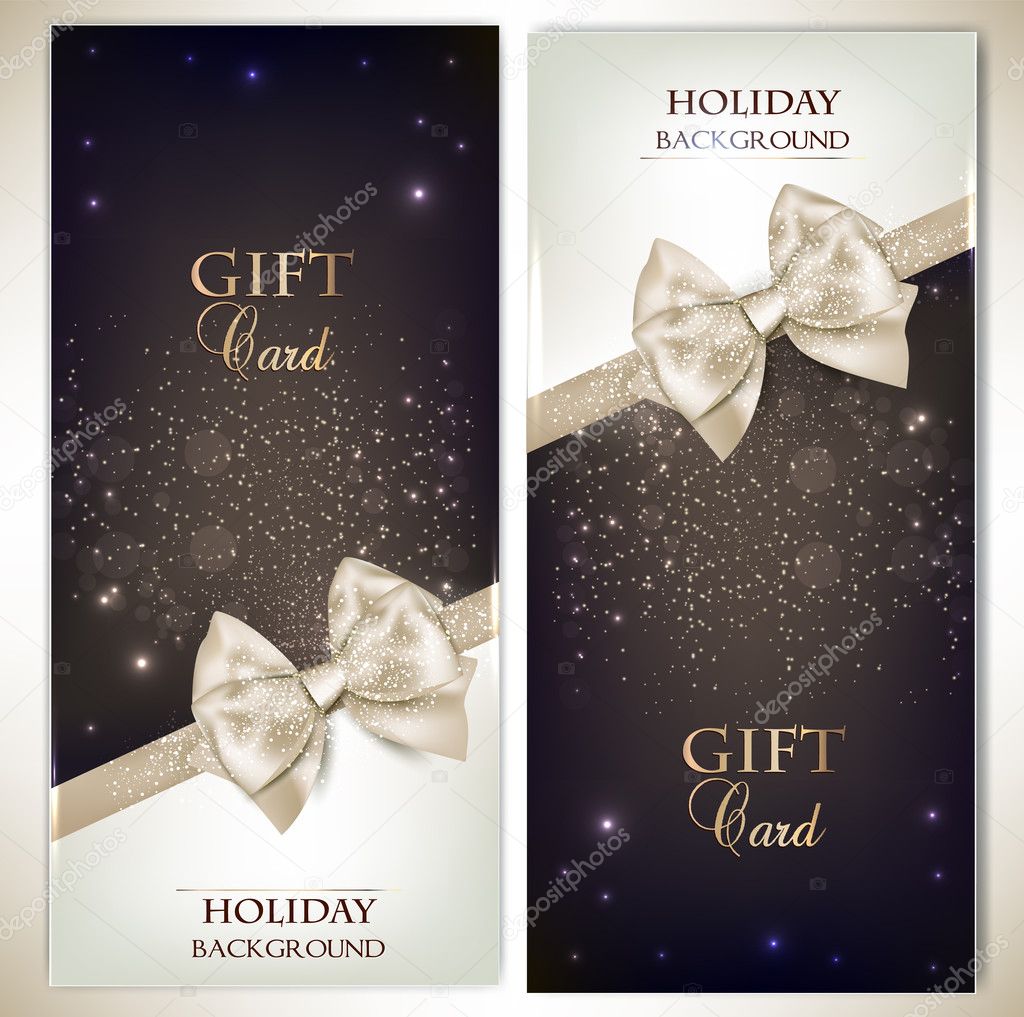 Holiday banners with ribbons.