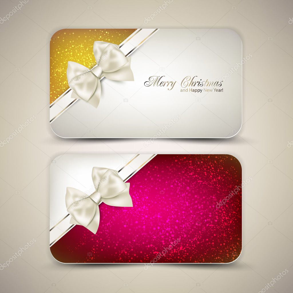 Collection of gift cards with ribbons.