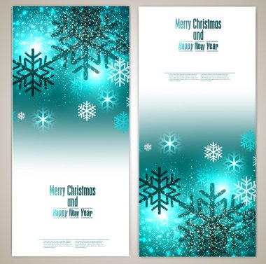 şık yılbaşı Banner ile kar taneleri kümesi.