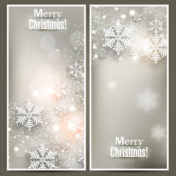 Reihe eleganter Weihnachtsbanner mit Schneeflocken. — Stockvektor