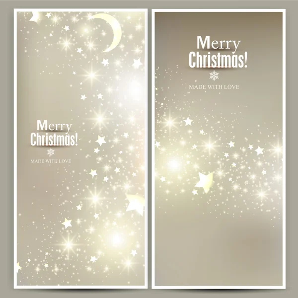 Set of Elegant Christmas banners with stars. — Wektor stockowy