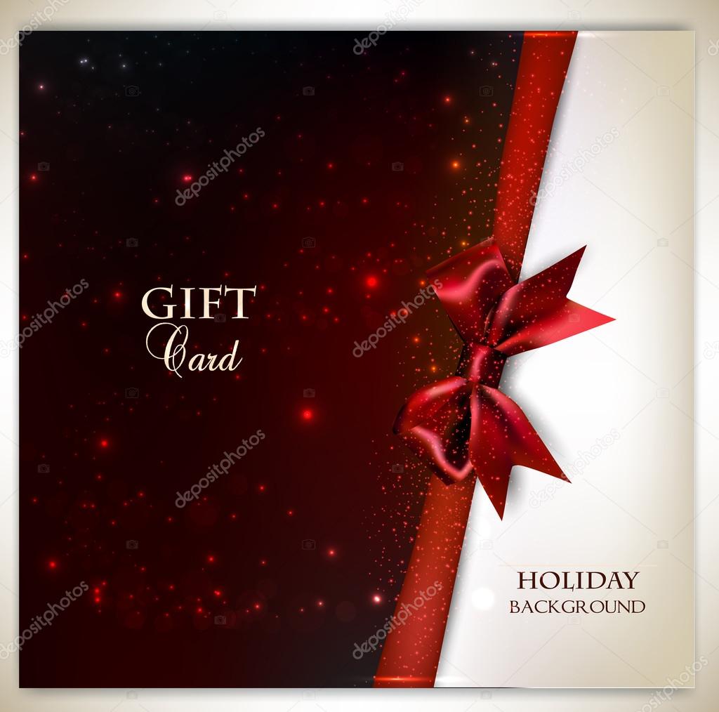 Elegant holiday background with red bow and place for text. Vect