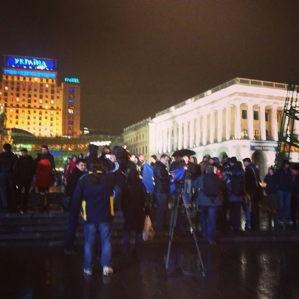 Протест європейської інтеграції України. euromaidan. перший день. — стокове фото