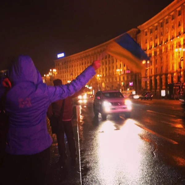 Protest for European integration in Ukraine. Euromaidan. First day. — Stock Photo, Image