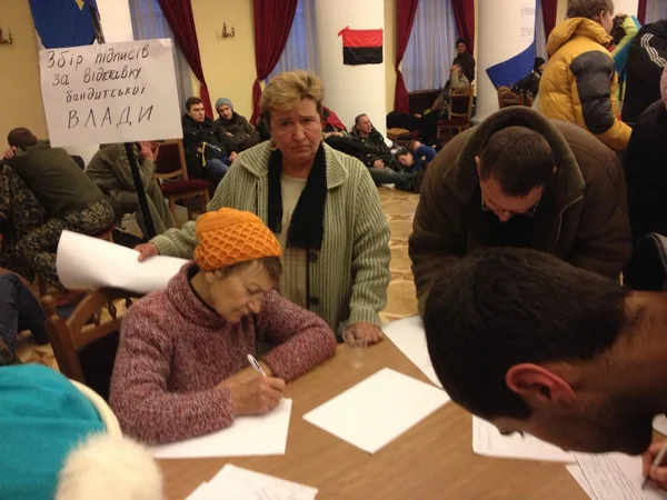 Protest für die europäische Integration in der Ukraine. das Hauptquartier der Revolution. euromaidan in kiev ukraine. maidan nezalezhnosti. Kiewer Stadtsouveränität. — Stockfoto