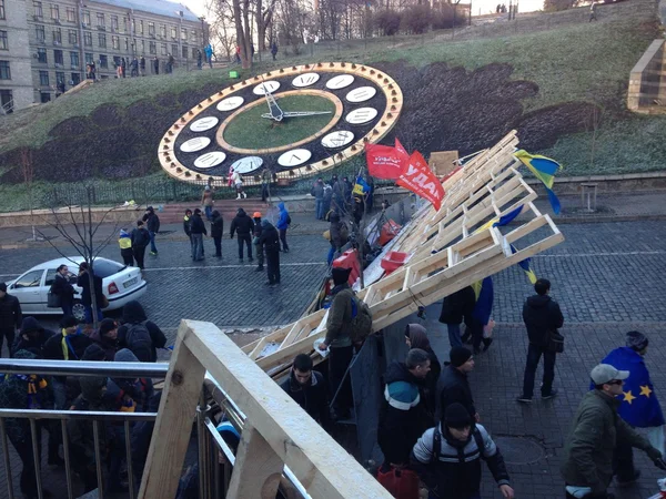 Protest for European integration in Ukraine. The fence around the Euro Maidan. — Stock Photo, Image