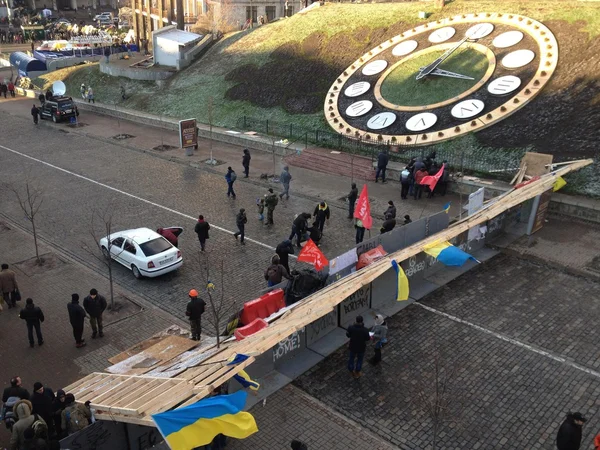 Protest integracji europejskiej na Ukrainie. płot wokół euro maidan. — Zdjęcie stockowe