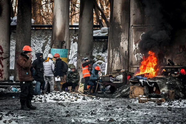 Kiev'de isyan. euromaidan. grushevskogo st — Stok fotoğraf