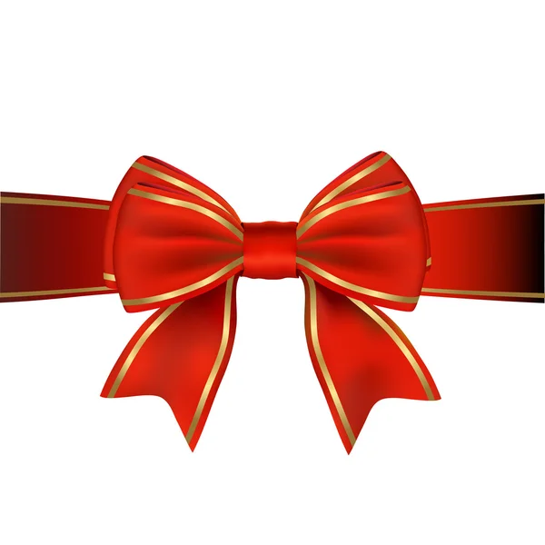 Bow & Ruban Rouge & Or Cadeau — Image vectorielle