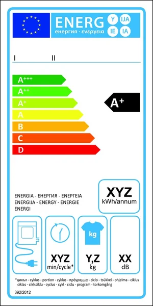 Tumbledryer elektryczne nowe etykiety energetycznej — Wektor stockowy