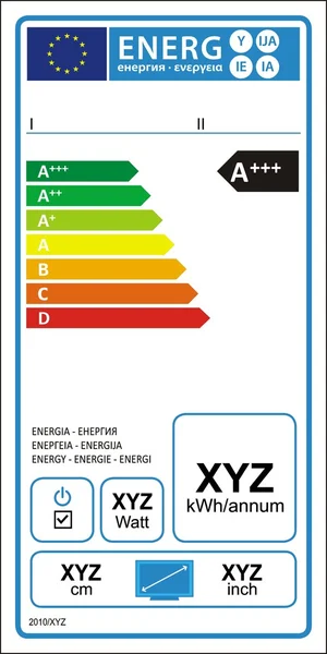 Etiqueta de calificación energética TV — Vector de stock