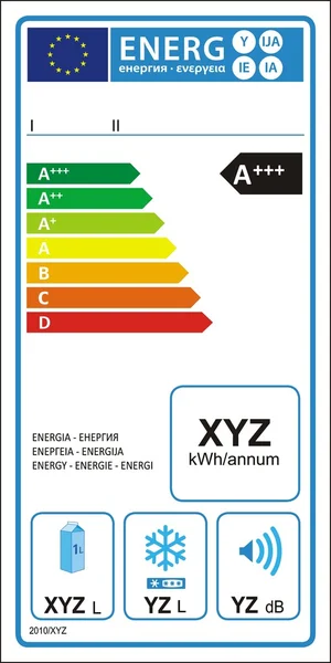 Etiqueta energética de la máquina frigorífica — Vector de stock