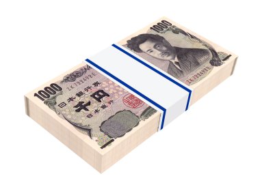 Beyaz arka plan üzerinde izole Japonca yen para.