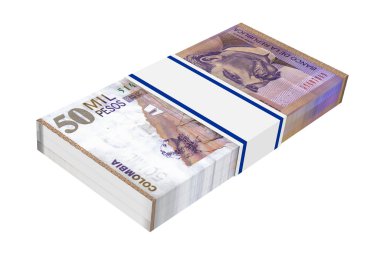 Beyaz arka plan üzerinde izole Kolombiyalı peso para.