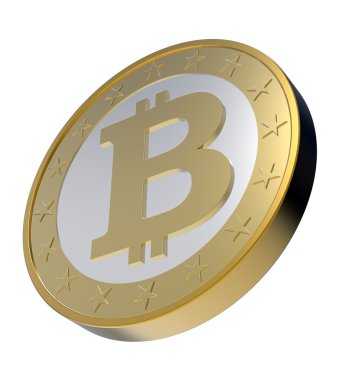 bitcoin üzerinde beyaz izole.