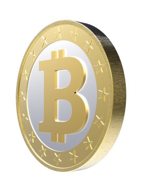 bitcoin üzerinde beyaz izole.