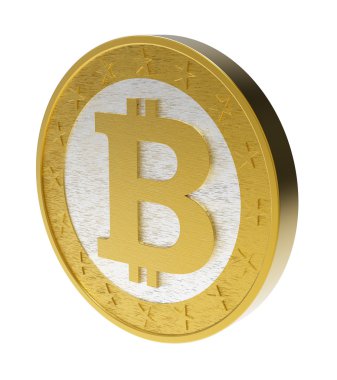 bitcoin üzerinde beyaz izole.
