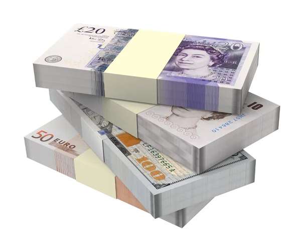 Английские деньги выделены на белом фоне . — стоковое фото