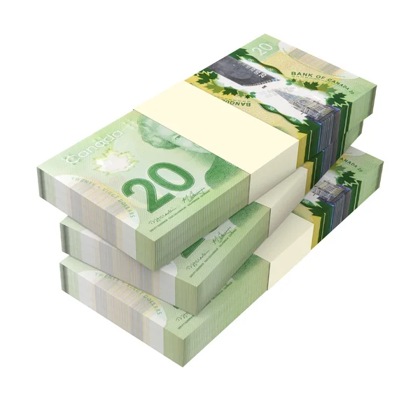 Dollari canadesi isolati su sfondo bianco . — Foto Stock