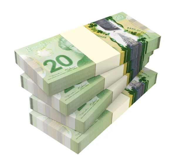 Dinero en dólares canadienses aislado sobre fondo blanco . — Foto de Stock