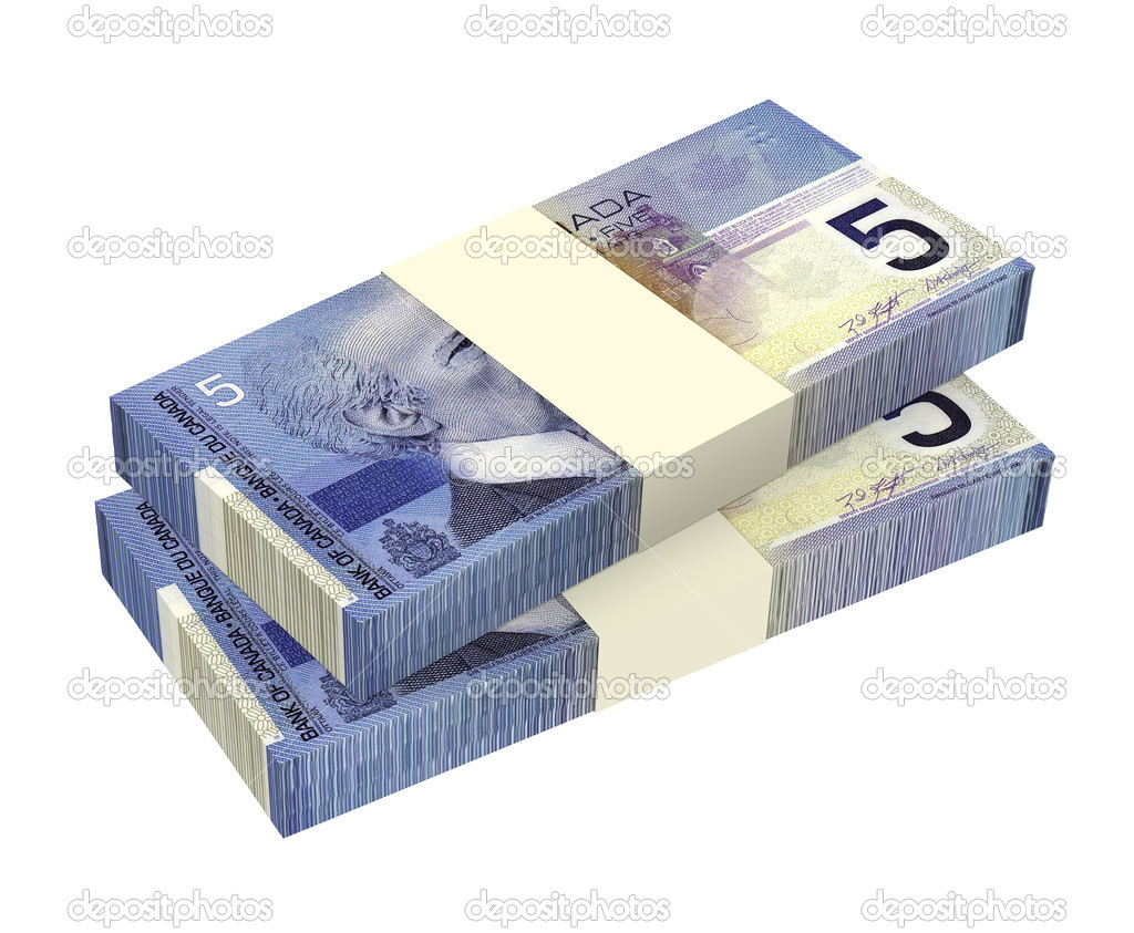 Canadian dollars money isolated on white background.