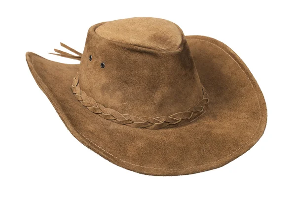 Brown cowboy leather hat — Stock Photo, Image