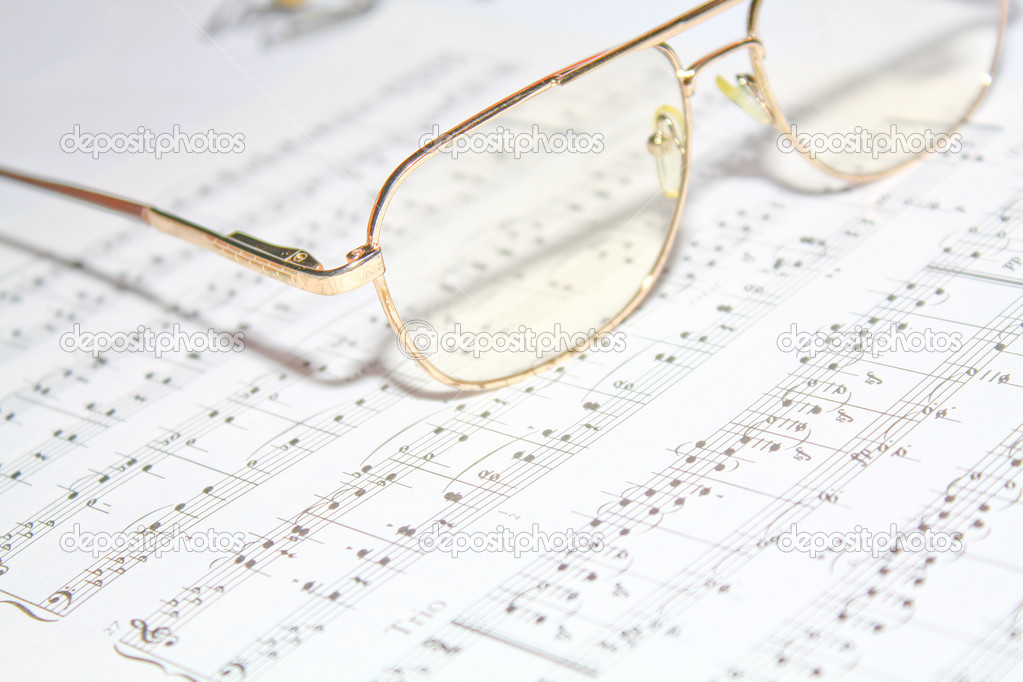 Glasses on music book