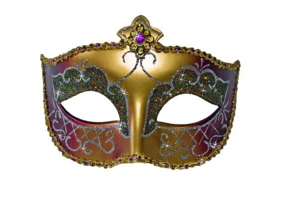 Maschera Carnevale colore oro con stelle. Isolato — Foto Stock