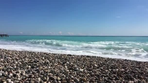 Mittelmeer Schönes Blaues Kristallklares Meerwasser Der Sonnigen Küste Der Türkei — Stockvideo