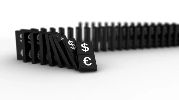 Domino dollar, euro. — Stock Photo, Image