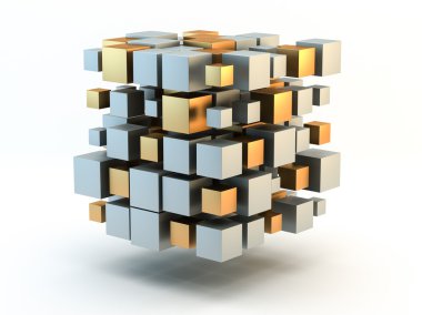Altın ve gümüş 3d blokları