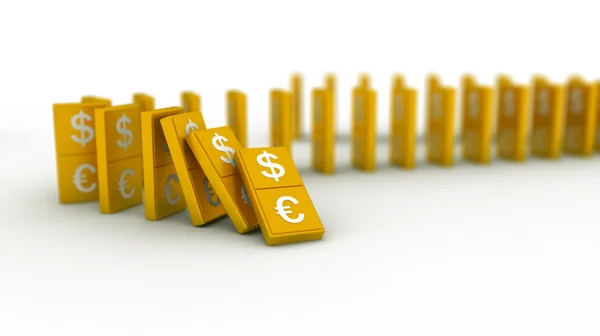 Guld domino euro och dollar — Stockfoto