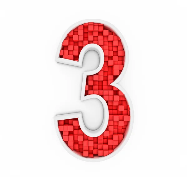 Number three from red cubes — Stock Photo, Image