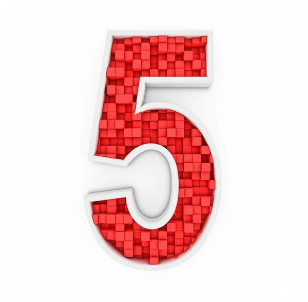 Number five from red cubes — Stock Photo, Image
