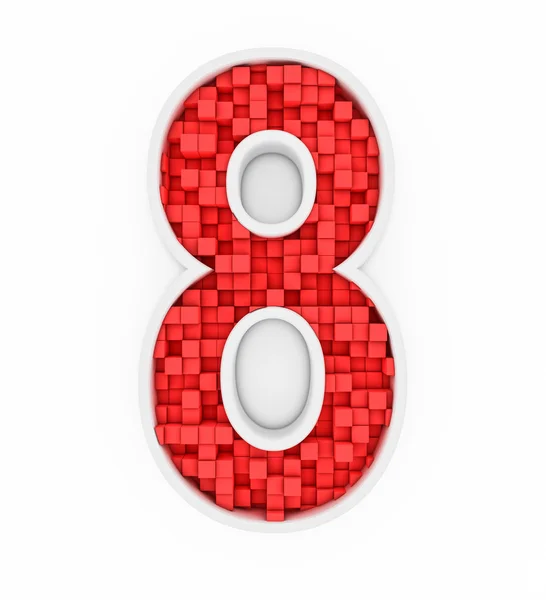 Number eight from red cubes — Stock Photo, Image