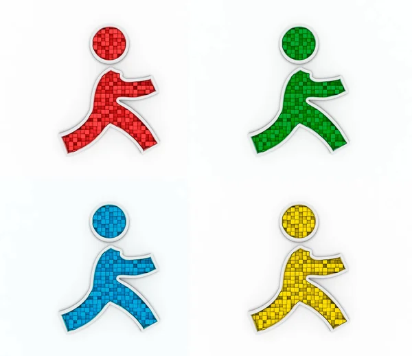 3D color icons of running figure — Stock Photo, Image