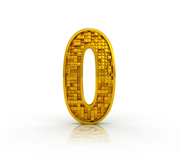 Número zero de cubos dourados — Fotografia de Stock