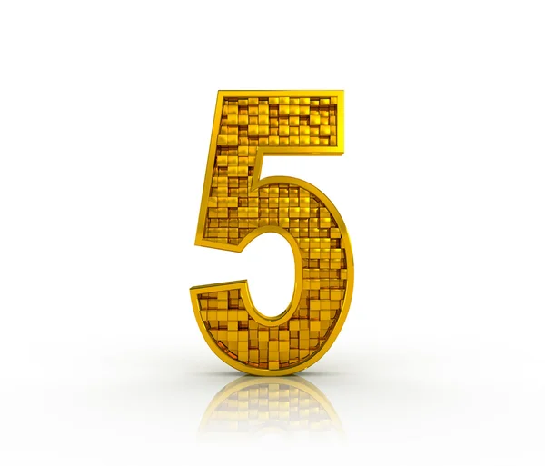 Number five from golden cubes — Stock Photo, Image