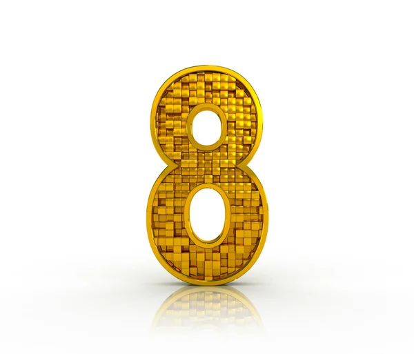 Number eight from golden cubes — Stock Photo, Image
