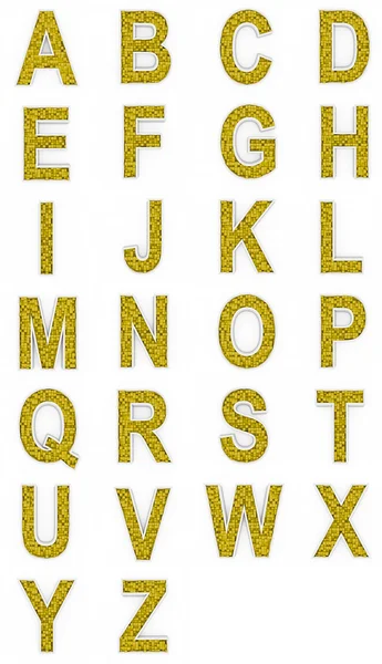 Gelbes Alphabet aus Würfeln. — Stockfoto