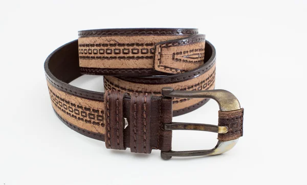 Leather belt isolated on white — Stock Photo, Image
