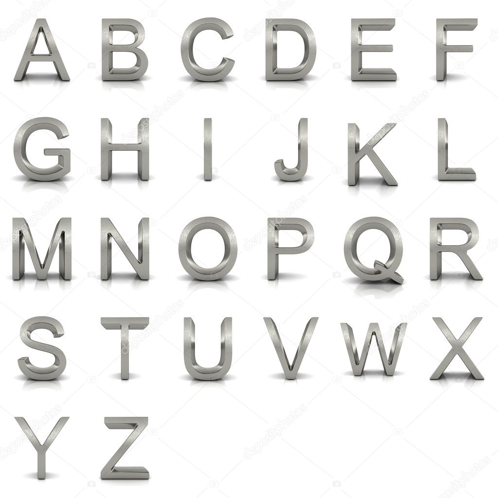 3D rendering of silver alphabet.