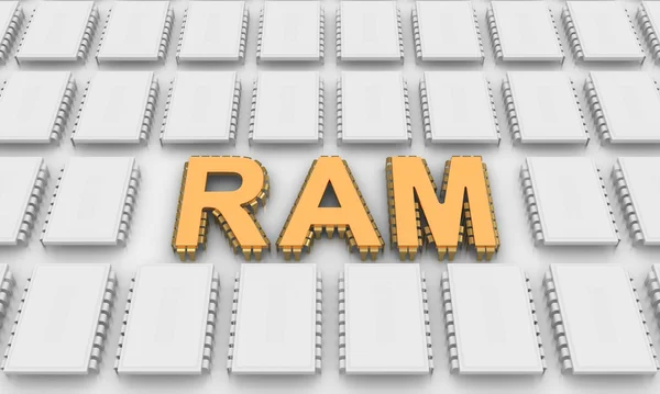 Bilgisayar çipleri gibi RAM harflerin — Stok fotoğraf
