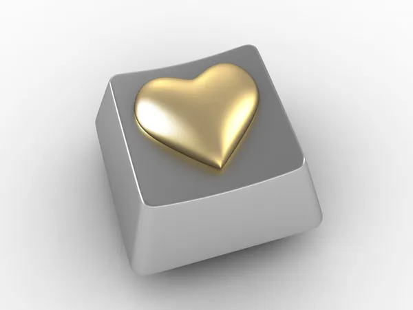 Przycisk kształt złote serce — Zdjęcie stockowe